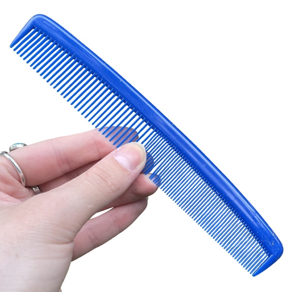 Vintage Blue Plastic Hair Comb USA Wide‎ Purse Pocket Unbreakable USED